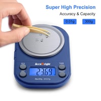 Accuweight Digitális Zsebmérleg 300g/0.01g - Kék LCD Kijelzővel, Számláló Funkcióval, Ékszer, Levél, Érme Mérésére, Hordozható Precíziós Mér 3