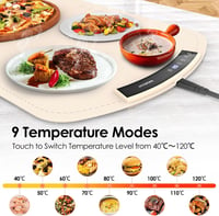 Accwork Elektromos Ételmelegítő Tányér 65x40cm, 40-120°C, 6 Időzítővel, Összecsukható Szilikon Fűtőlap 2