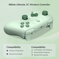 8bitdo Ultimate 2C Vezeték Nélküli Kontroller PC és Android Eszközökhöz - 1000 Hz-es Válaszidő, Hall-Effekt Joystick, Programozható Gombok,  5