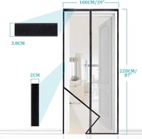 Apalus Prime Mágneses Szúnyogháló Ajtóra 100x220 cm - Átlátszó, Szakadásálló, Időjárásálló Rovarháló Erkélyajtóra Erős Mágnesekkel és 3,8 cm 3
