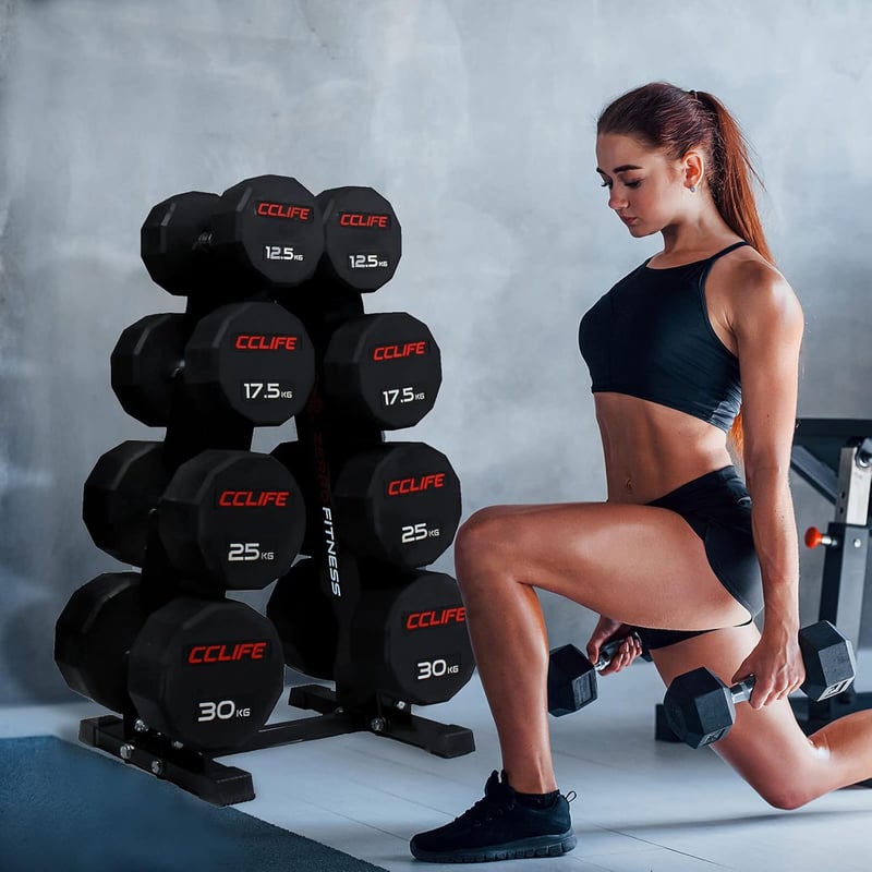 CCLIFE Profi Kézi Súlyzótartó Állvány 300kg Teherbírással