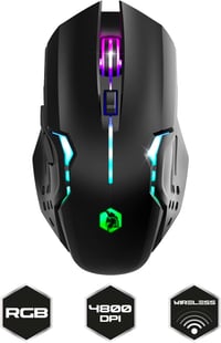 EMPIRE GAMING RF903 Vezeték Nélküli Gaming Egér 2.4GHz Újratölthető RGB LED Háttérvilágítás 4800 DPI PC PS4 PS5 Xbox Fekete 2
