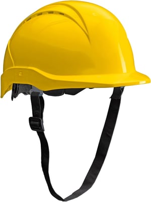 Cască de protecție pentru construcții ACE Patera - Cască robustă de protecție a muncii cu ventilație reglabilă - Standard EN 397 - Galben - Pentru dimensiuni ale capului de 51-63 cm