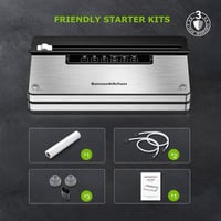 Bonsenkitchen VS3000 Vákuumfóliázó 5 Üzemmóddal - Beépített Vágóval, 130W Nagy Teljesítmény, Folyamatos Működés, 10 Zacskóval és 1 Tekerccse 8