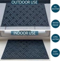 Ultralux Gumi Lábtörlő 75x45cm - Kültéri-Beltéri Csúszásmentes Szennyfogó Szőnyeg Fekete-Ezüst Mintával, Vízálló, Strapabíró, Könnyen Tisztí 5