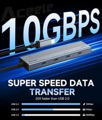 Aceele USB-C Hub 10Gbps 4 Port 100W tápellátás MacBook Pro/Air iPad Pro laptophoz 3