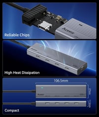 Aceele USB-C Hub 10Gbps 4 Port 100W tápellátás MacBook Pro/Air iPad Pro laptophoz 8