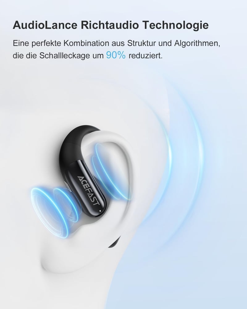 ACEFAST AceFit Air Nyitott Fülhallgató Bluetooth 5.4 Alkalmazással, Ultravékony Sportos Fejhallgató, Kényelmes Viselet, IP54 Védelem, Erőtel