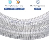 Acél Erősítésű PVC Tömlő 32mm/7,5m - Vegyszerálló Flexibilis Vinyl Cső Nagy Nyomású Szívótömlő Átlátszó 5