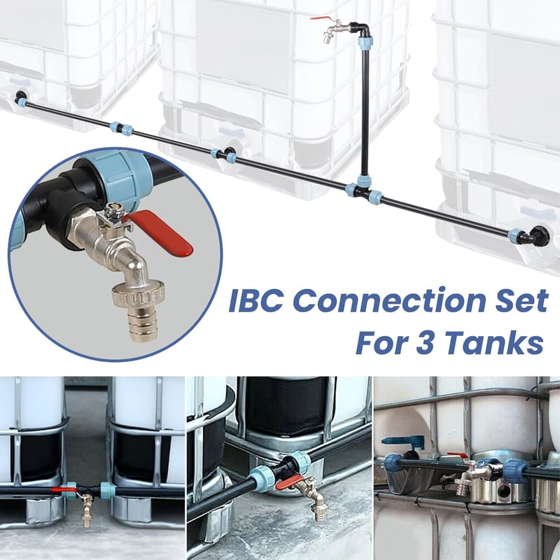 Acelectronic IBC csatlakozó szett 3 tartályhoz csappal és tömlővel