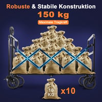 ACELIFE Skladací záhradný vozík, 150 l, nosnosť 150 kg, s nastaviteľnou rukoväťou a terénnymi kolesami, čierny, na kempovanie a do záhrady, 94x43x 3