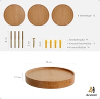 AceList Kerek Lebegő Polc Szett - 3 db Világossárga Bükkfa Fali Polc - Dekoratív Növénytartó Polcok 4,5 kg Teherbírással 3