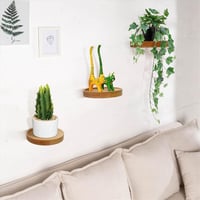 AceList Kerek Lebegő Polc Szett - 3 db Világossárga Bükkfa Fali Polc - Dekoratív Növénytartó Polcok 4,5 kg Teherbírással 9
