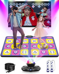 Acelufly Dupla Tánc Szőnyeg TV-hez Kamerával, Csúszásmentes Táncjáték Gyerekeknek Felnőtteknek - Purple+yellow 1