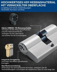 AceMining 30/40 mm Biztonsági Zárcilindr 70 mm, 3 Kulccsal, Fúrás- és Kiakasztásbiztos 7