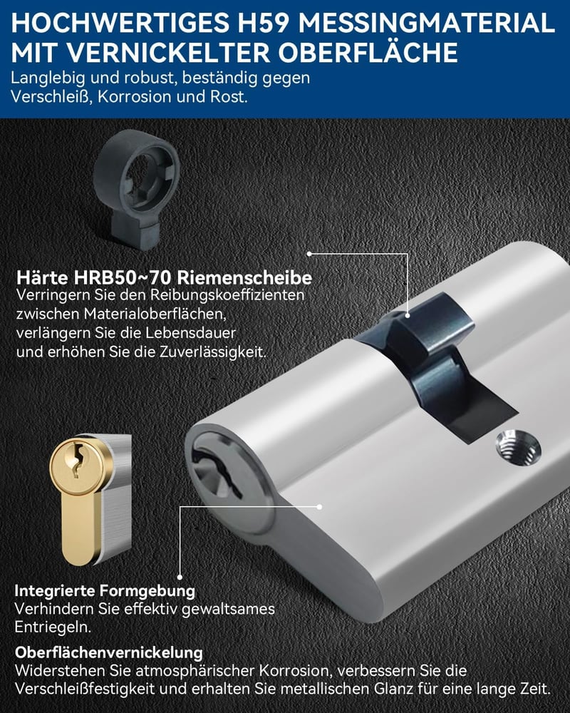 AceMining 30/40 mm Biztonsági Zárcilindr 70 mm, 3 Kulccsal, Fúrás- és Kiakasztásbiztos