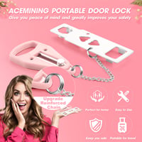 Încuietoare portabilă pentru ușă AceMining, încuietoare de siguranță pentru călătorii, pentru protecție suplimentară, potrivită pentru hotel, acasă, cămin, roz, 1 buc. 2