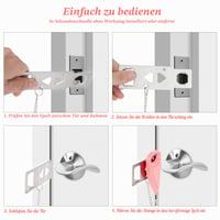 Încuietoare portabilă pentru ușă AceMining, încuietoare de siguranță pentru călătorii, pentru protecție suplimentară, potrivită pentru hotel, acasă, cămin, roz, 1 buc. 5