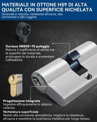 Cilindru pentru broască AceMining 10/35 mm, 45 mm, profil semi-cilindru pentru ușă, cu 3 chei, protecție împotriva găuririi, smulgerii și lovirii 6