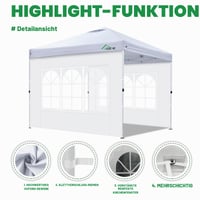 Acepic 2 kom. bočna stranica za paviljon s prozorom i čičak trakom za paviljon 3x3 m, zaštita od vjetra i pogleda za party šator, vodootporno 3