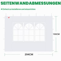 Acepic 2 kom. bočna stranica za paviljon s prozorom i čičak trakom za paviljon 3x3 m, zaštita od vjetra i pogleda za party šator, vodootporno 2