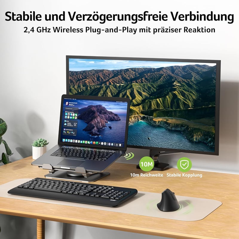 Acer 2.4G ergonomikus vezeték nélküli egér, 1600 DPI, vertikális optikai, USB-A vevővel, Windows/macOS/Linux kompatibilis