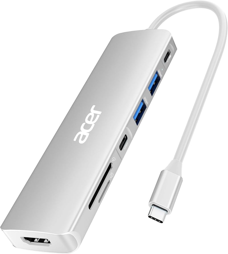 Acer 7 az 1-ben USB-C Hub HDMI 4K, 100W töltés, SD kártyaolvasó