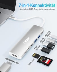Acer 7 az 1-ben USB-C Hub HDMI 4K, 100W töltés, SD kártyaolvasó 2