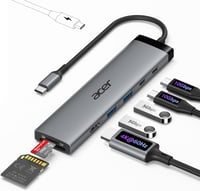 Acer 8 az 1-ben USB-C Hub 10Gbps 4K HDMI Docking Station 100W PD 1