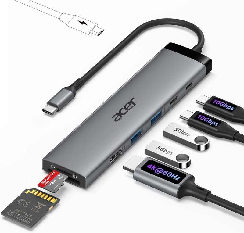 Acer 8 az 1-ben USB-C Hub 10Gbps 4K HDMI Docking Station 100W PD