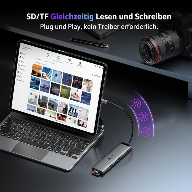 Acer 8 az 1-ben USB-C Hub 10Gbps 4K HDMI Docking Station 100W PD
