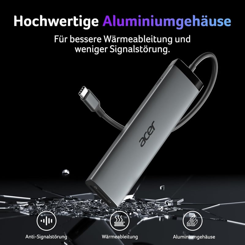 Acer 8 az 1-ben USB-C Hub 10Gbps 4K HDMI Docking Station 100W PD
