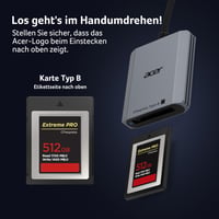 Čítačka kariet Acer CFexpress Type-B 10 Gb/s USB-C+A, USB 3.2 Gen 2, 1250 MB/s, notebook, PC, iPhone 15-17, Samsung S26, MacBook, iPad Pro 9