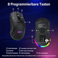 Acer Gaming Egér Dual Mode 24K DPI Wireless RGB Programozható Bal és Jobbkezes 9
