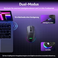 Acer Gaming Egér Dual Mode 24K DPI Wireless RGB Programozható Bal és Jobbkezes 3