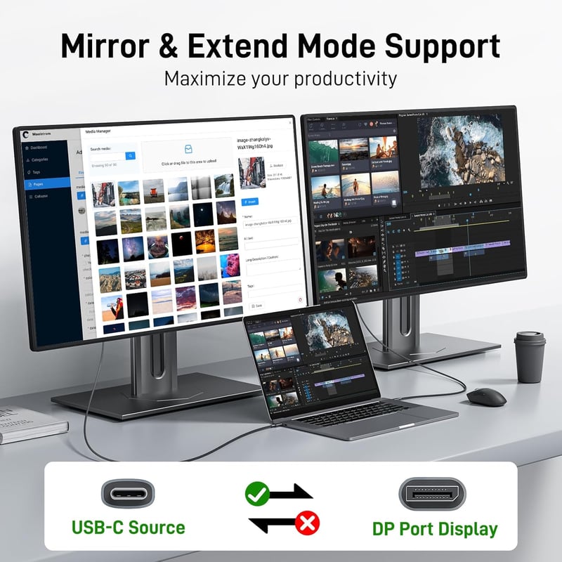 Acer USB-C DisplayPort kábel 4K@60Hz Thunderbolt 3/4 MacBook iPad Pro iPhone 15/16 3m