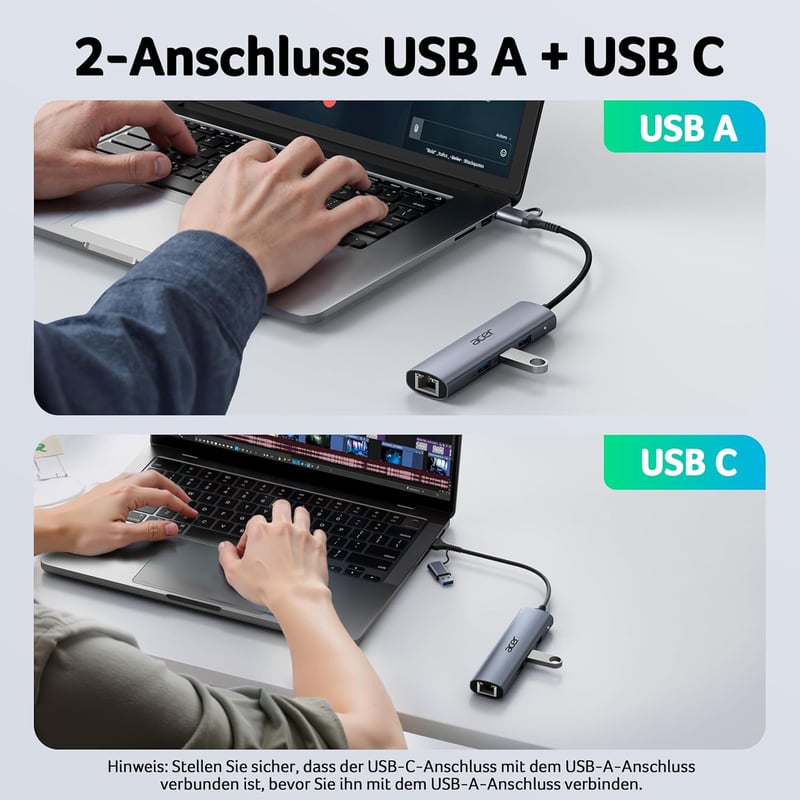 Acer USB-C és USB-A Ethernet adapter hub