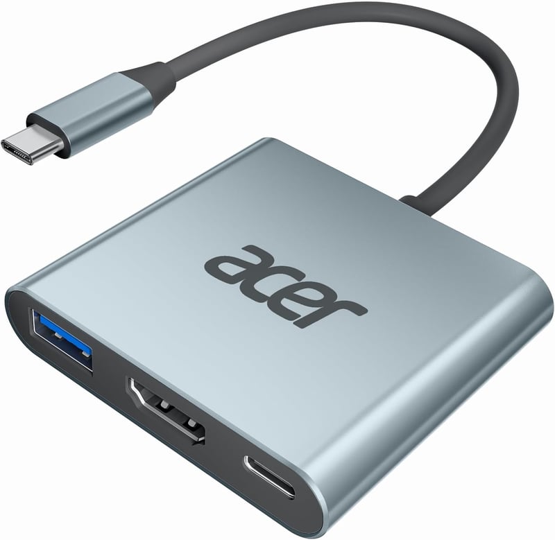 Acer USB-C HDMI adapter 4K, USB 3.0, 100W Power Delivery MacBook XPS