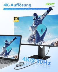 Acer USB-C HDMI adapter 4K, USB 3.0, 100W Power Delivery MacBook XPS 5