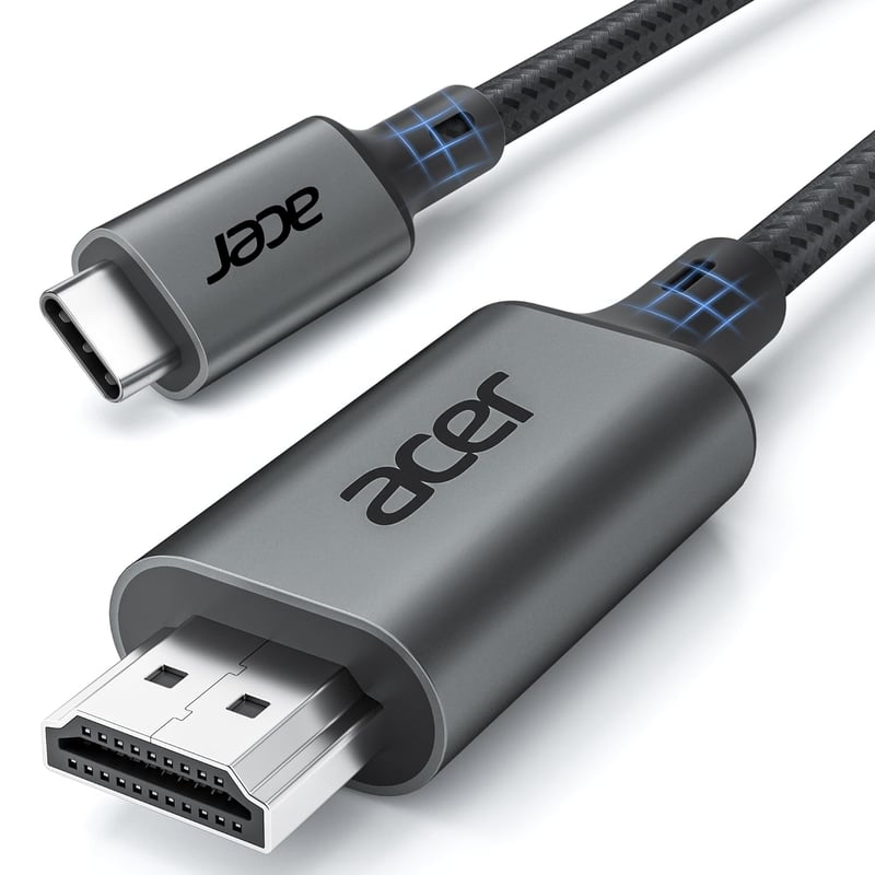Acer USB-C - HDMI kábel 4K@60Hz, 2m - Thunderbolt 3/4 kompatibilis, alumínium-nylon borítás, iPhone 15/16, MacBook, iPad Pro, Samsung S24 ké