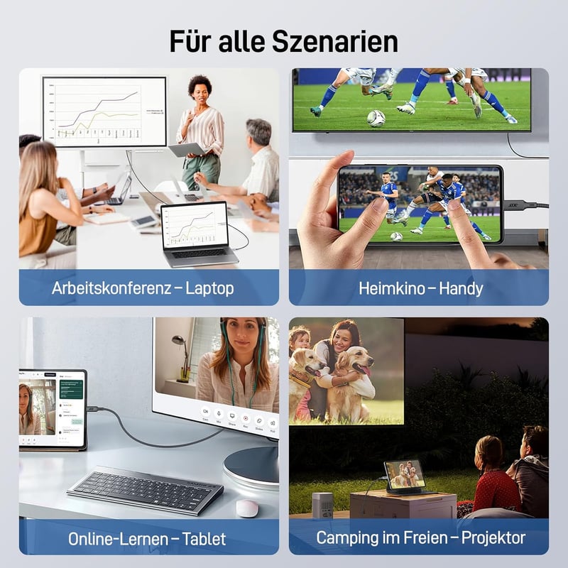Acer USB-C - HDMI kábel 4K@60Hz, 2m - Thunderbolt 3/4 kompatibilis, alumínium-nylon borítás, iPhone 15/16, MacBook, iPad Pro, Samsung S24 ké
