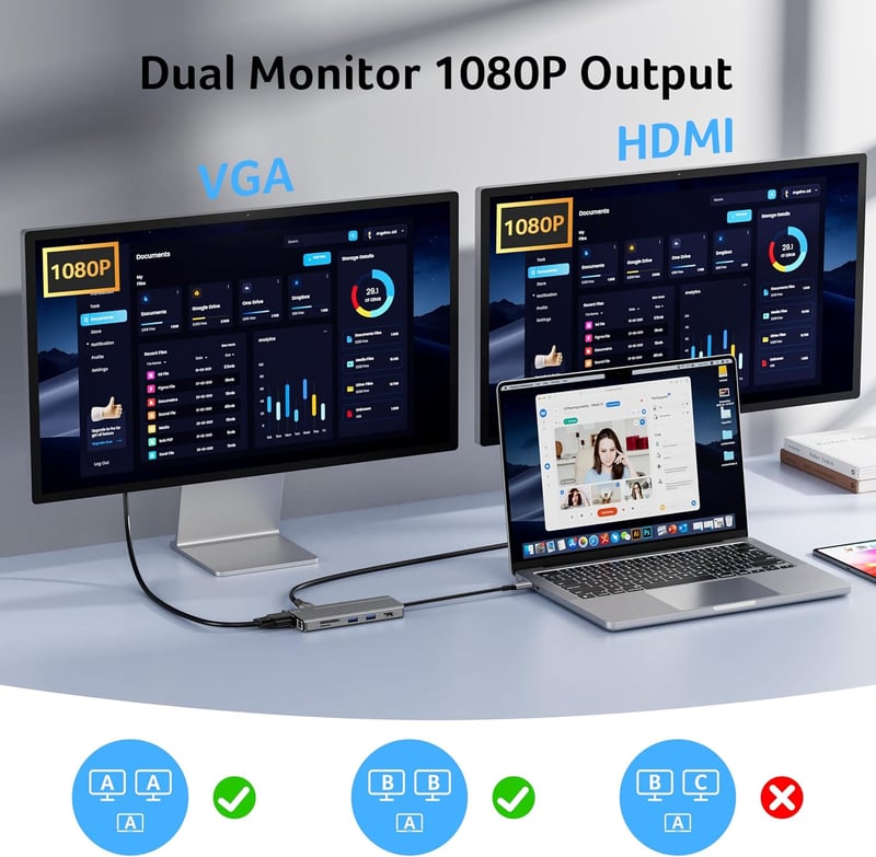 Acer USB-C Hub 11 az 1-ben HDMI 4K, VGA, Ethernet, SD kártyaolvasó
