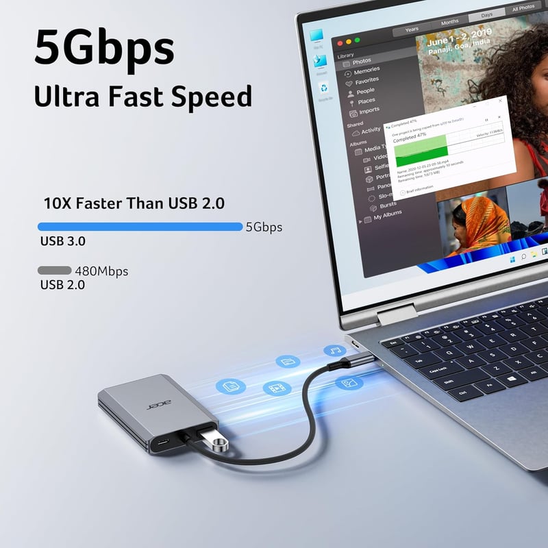 Acer USB-C Hub 4K HDMI adapter 100W PD, 4 az 1-ben multiport elosztó