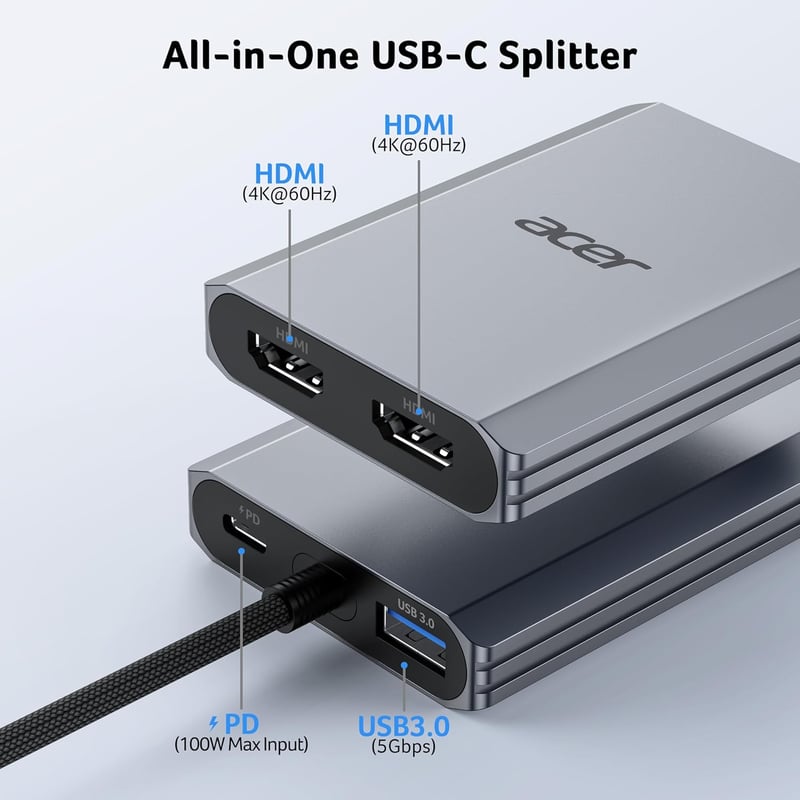 Acer USB-C Hub 4K HDMI adapter 100W PD, 4 az 1-ben multiport elosztó