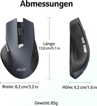 Acer Wireless Egér 2.4 GHz 1600 DPI 6 Gombos Jobb Kezes Laptop PC MacBook 9