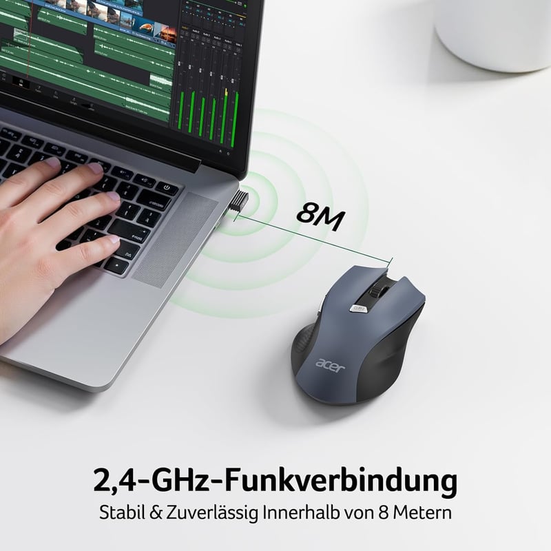 Acer Wireless Egér 2.4 GHz 1600 DPI 6 Gombos Jobb Kezes Laptop PC MacBook