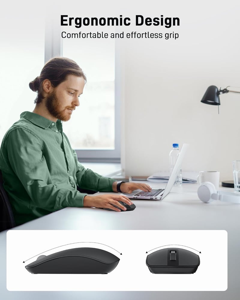 Acer Wireless Egér 2.4GHz USB Vevővel, 1600 DPI, Ultravékony Hordozható Számítógép Egér