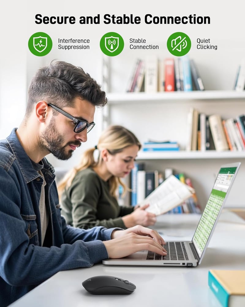 Acer Wireless Egér 2.4GHz USB Vevővel, 1600 DPI, Ultravékony Hordozható Számítógép Egér