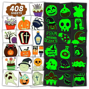 Acevegue 408 darabos Halloween tetoválás szett gyerekeknek és felnőtteknek