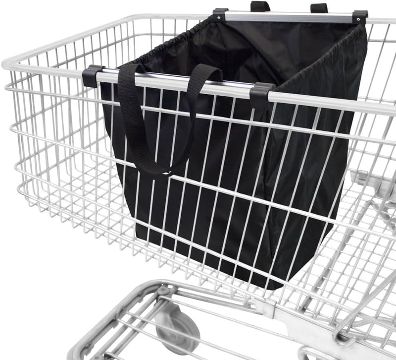achilles Easy-Shopper Alu Összecsukható Bevásárlótáska 40L - Fekete Poliészter Bevásárlókocsi Táska 13kg Teherbírással, 33x50x38cm
